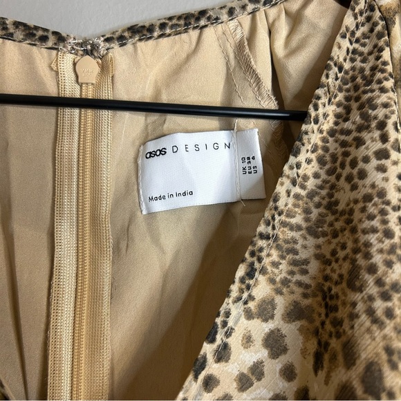 *NWT* ASOS DESIGN wraparound pleated midi dress in Leopard/Cheetah Print, Size 6 - Picture 10 of 11